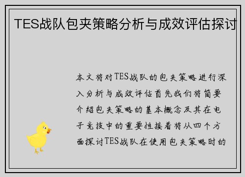TES战队包夹策略分析与成效评估探讨